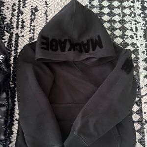Mackage Black Hoodie with Bold Lettering